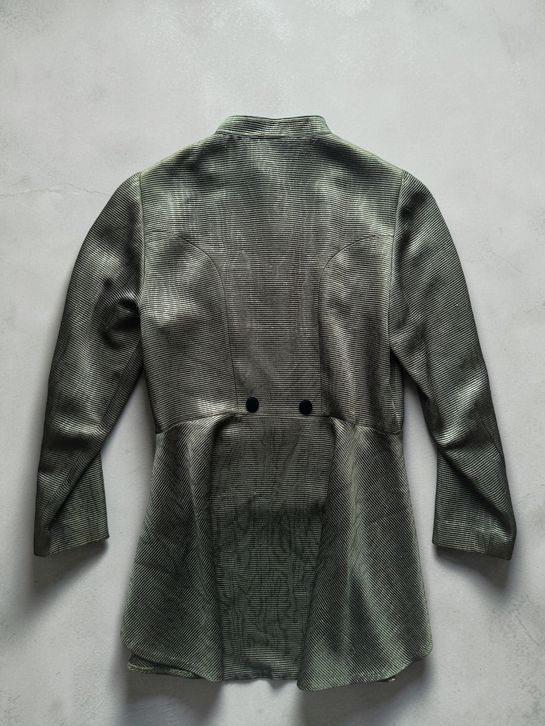 90s HANAE MORI NEW YORK Olive Ribbed Peplum Jacket