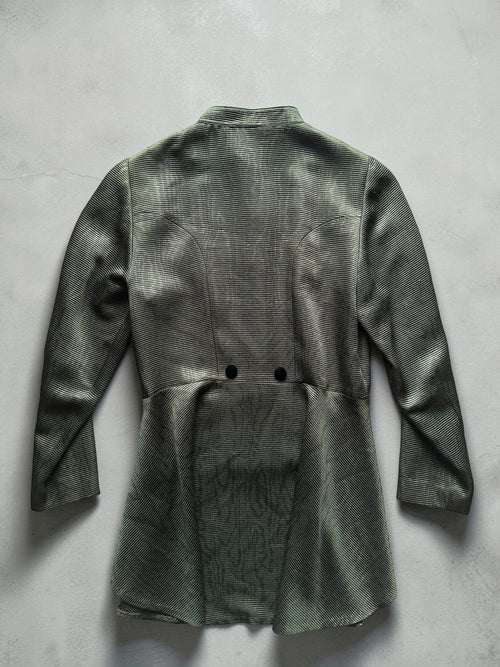 90s HANAE MORI NEW YORK Olive Ribbed Peplum Jacket
