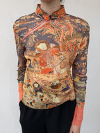 Vivienne Tam "Kesi Tapestry with Embroidery of Dispelling the Winter Cold with Nine Yangs" Mandarin Collar Top