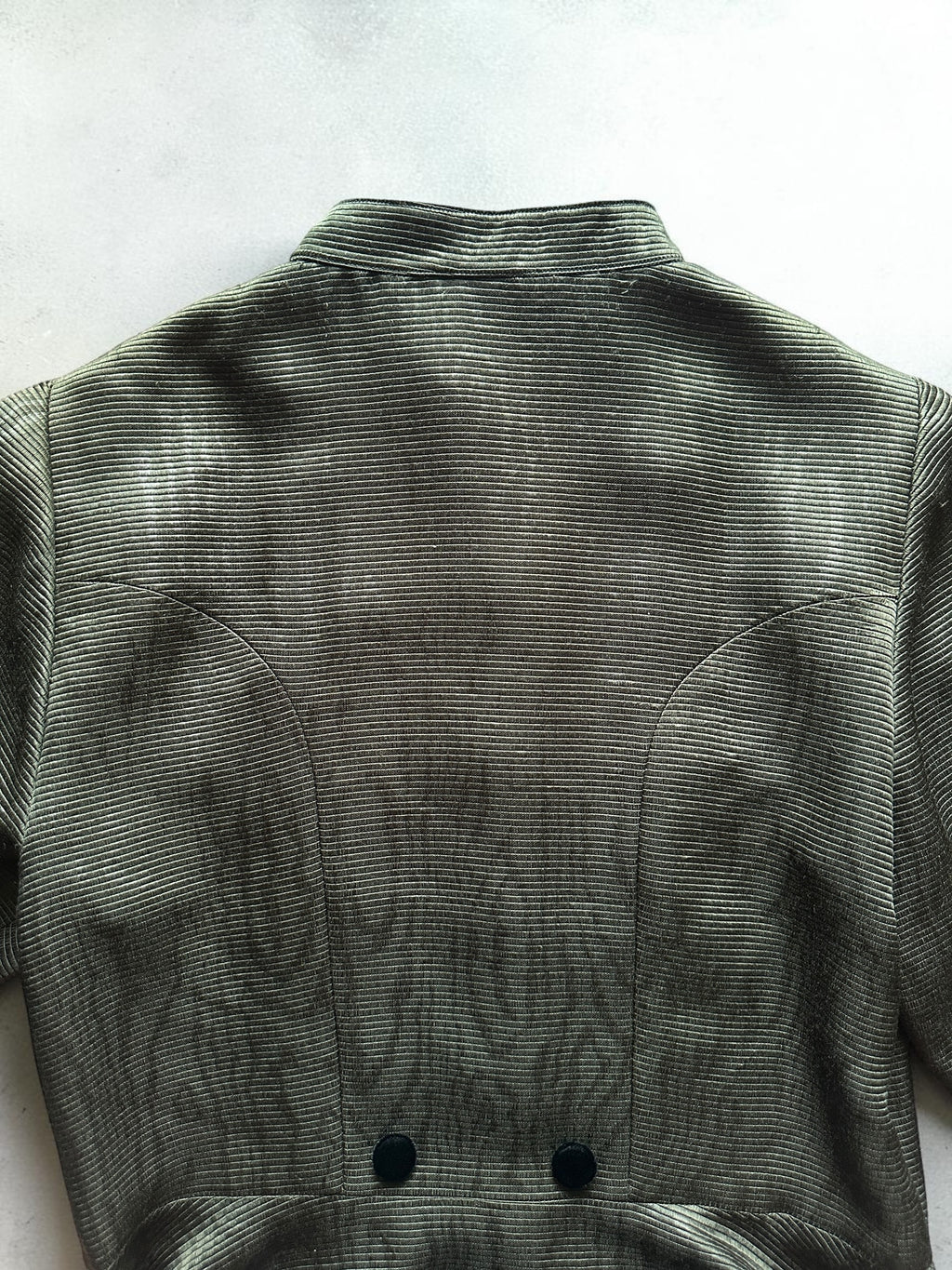 90s HANAE MORI NEW YORK Olive Ribbed Peplum Jacket