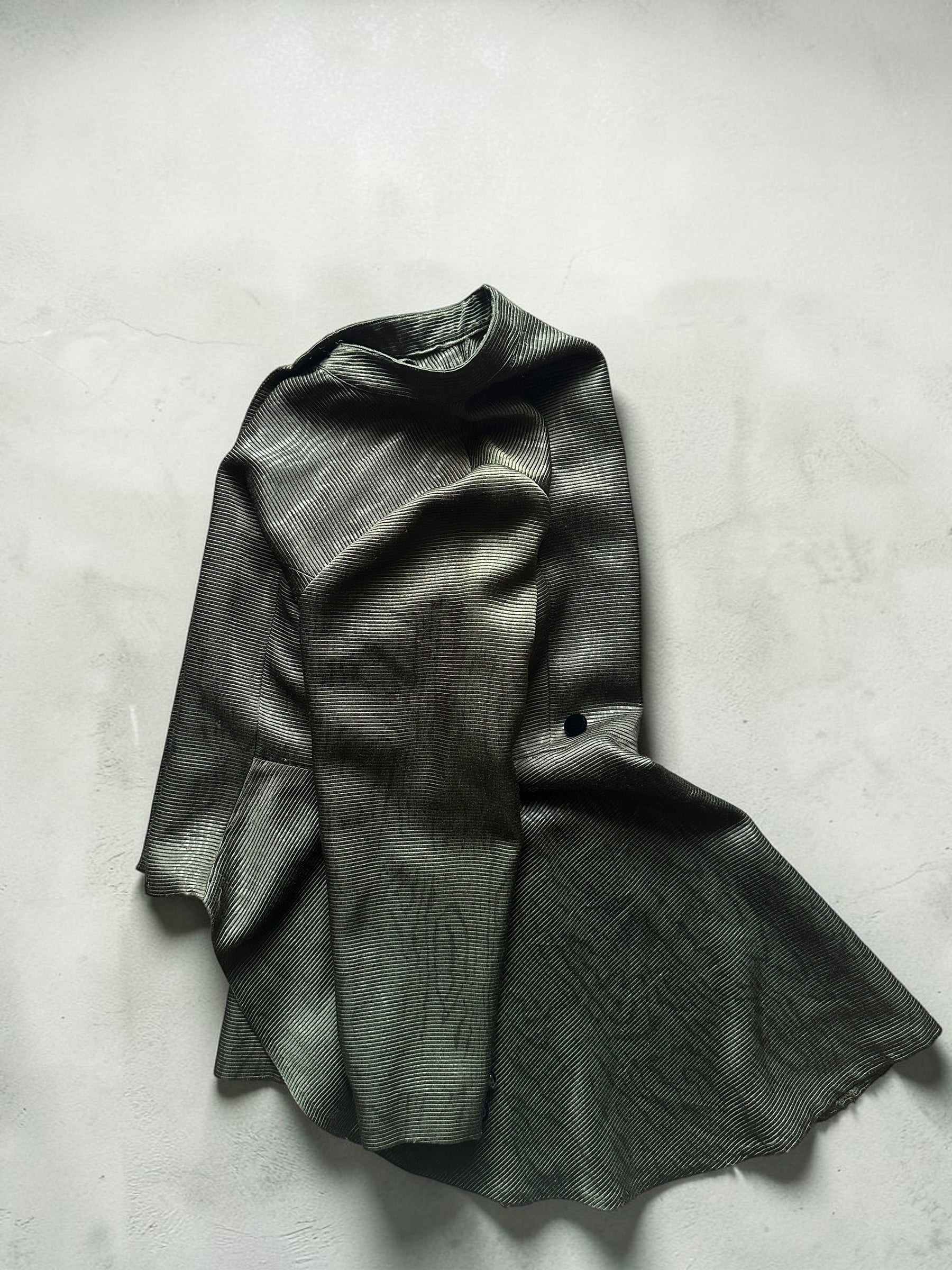 90s HANAE MORI NEW YORK Olive Ribbed Peplum Jacket