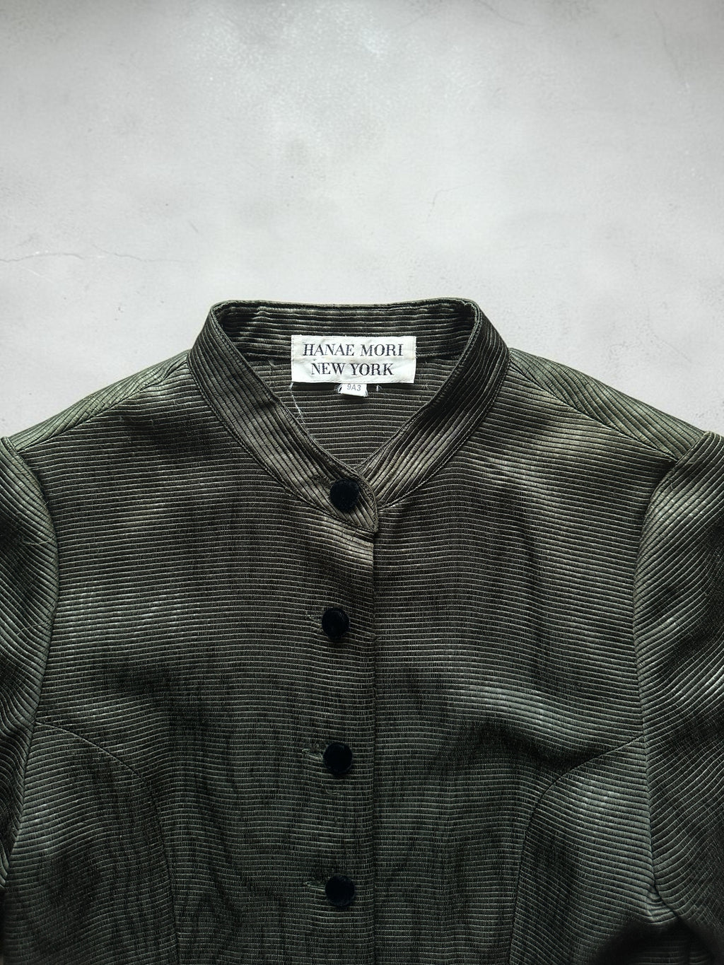 90s HANAE MORI NEW YORK Olive Ribbed Peplum Jacket