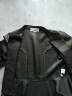 90s HANAE MORI NEW YORK Olive Ribbed Peplum Jacket