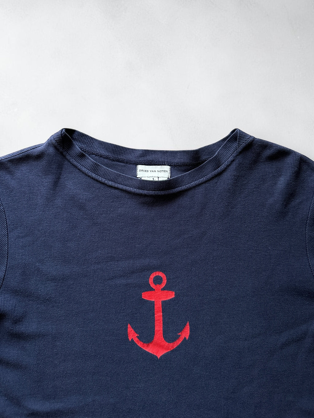 Dries Van Noten Anchor Print Long Sleeve Ribbed Top