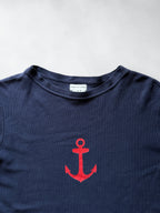 Dries Van Noten Anchor Print Long Sleeve Ribbed Top