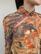 Vivienne Tam "Kesi Tapestry with Embroidery of Dispelling the Winter Cold with Nine Yangs" Mandarin Collar Top