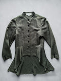 90s HANAE MORI NEW YORK Olive Ribbed Peplum Jacket