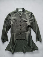 90s HANAE MORI NEW YORK Olive Ribbed Peplum Jacket