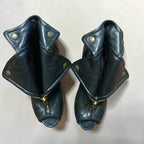 Alexander McQueen "Faithful" Black Leather Wing-Embossed Skull Peep Toe Boots