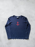 Dries Van Noten Anchor Print Long Sleeve Ribbed Top