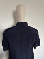 Dries Van Noten 100% Rayon Short Sleeve Shirt - Navy
