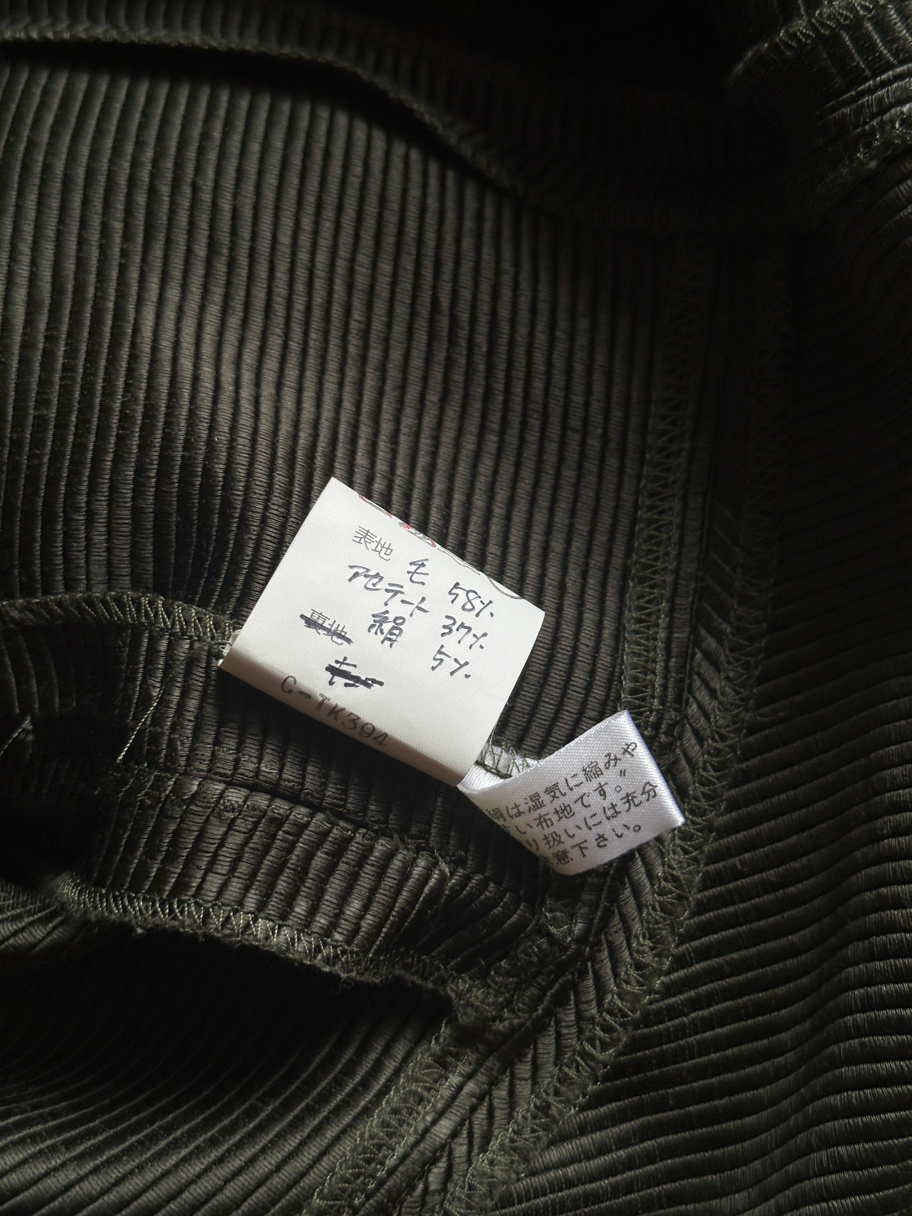 90s HANAE MORI NEW YORK Olive Ribbed Peplum Jacket